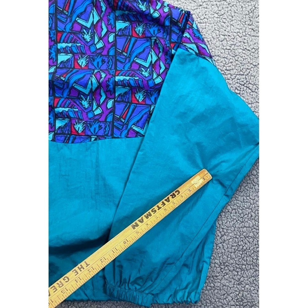 Vintage Columbia Isle Cove Anorak Jacket Mens Large L 90s Teal Geometric 1/2 Zip - Picture 14 of 16